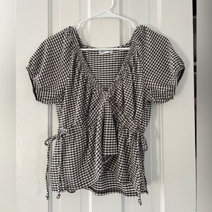 Brown and White Gingham Blouse